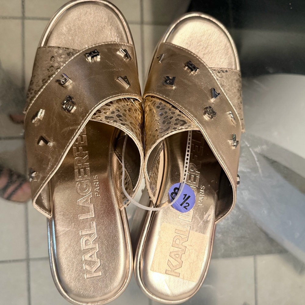 Karl Lagerfeld Metallic Embellished Sandals